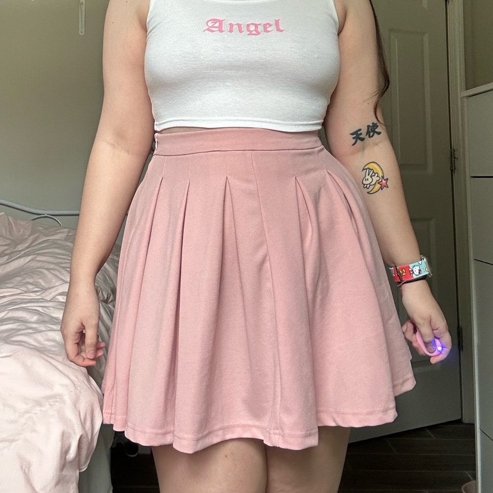 pink mini skirt from shein